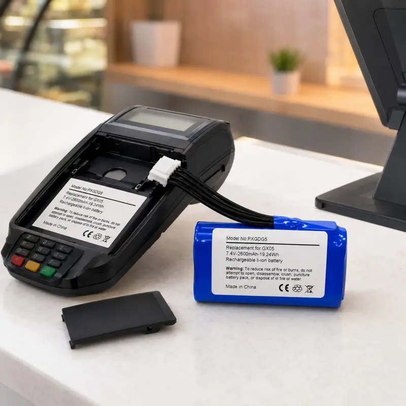 7,4V-Lithium-Ionen-Akkupack für Kassenbondrucker und mobile Terminals
