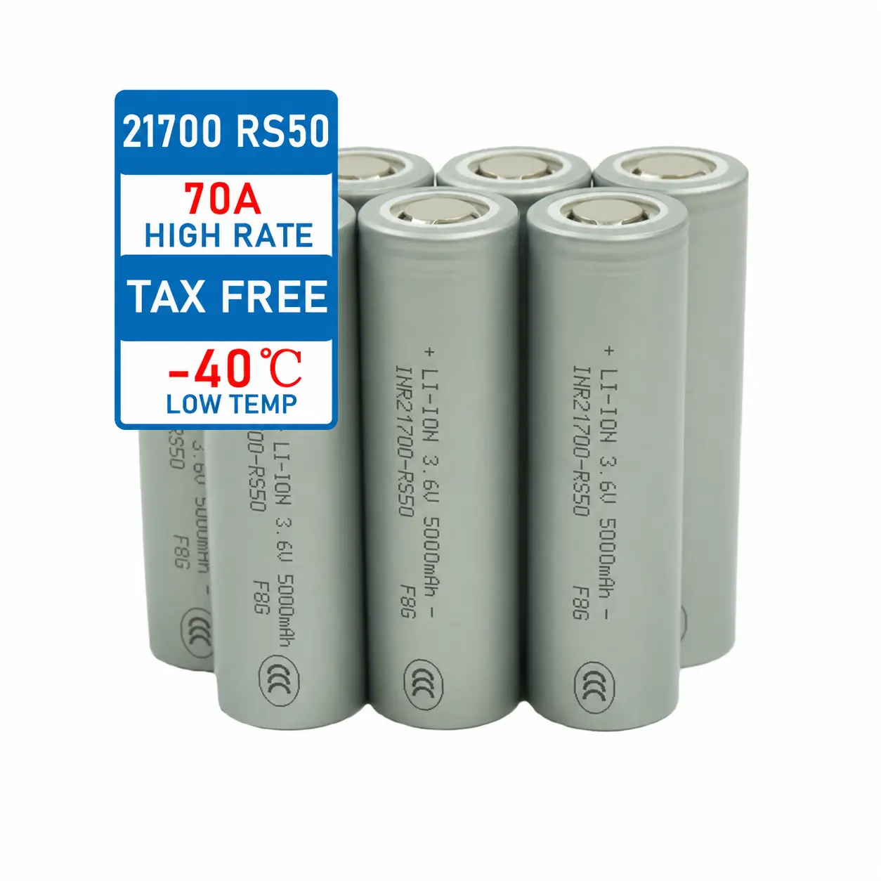 INR21700 RS50 5000mAh Hochleistungs-Lithium-Ionen-Akku mit 70A-Entladung
